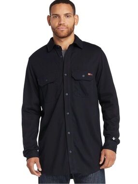 Timberland PRO FR Work Shirt Men's 3XL Black Cotton Navy Blue